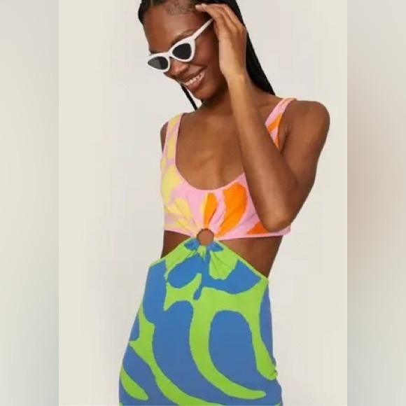 SOLID & STRIPED The Bailey Mini Dress Mixed Lead Paint Size: S - Picture 7 of 7